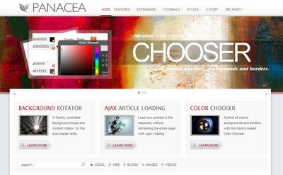 RT Panacea - шаблон Joomla с поддержкой Color Chooser