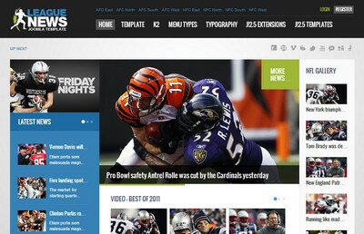 GK League News - шаблон Joomla 2.5 для спортивного новостного портала