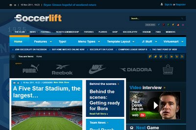 BT Soccerlift - спортивный шаблон Joomla