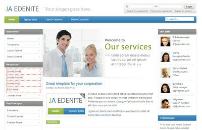 JA Edenite - шаблон для сайта бизнес компании