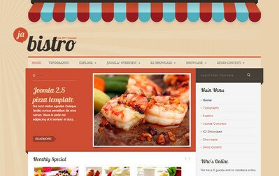 JA Bistro - Joomla шаблон для ресторана или кафе